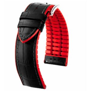 Pulso para Reloj Andy L #20 Negro Goma Roja 20 mm Resistente y Cómodo