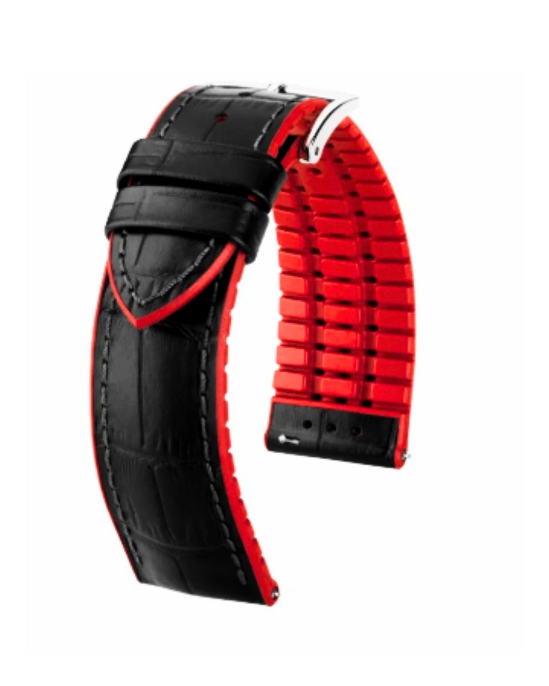 Pulso para Reloj Andy L #20 Negro Goma Roja 20 mm Resistente y Cómodo