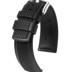 Pulso Hirsch Negro Premium en Cuero y Caucho para Reloj Elegante